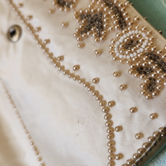 Vintage 50\'s/60\'s Glam Satin Beaded Purse / Clutch